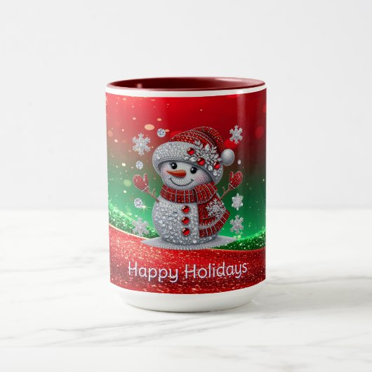 Rhinestones Snowman Holiday Mug マグカップ (中央)