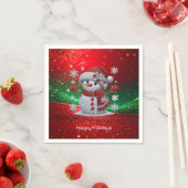 Rhinestones Snowman Holiday Napkin スタンダードカクテルナプキン (インサイチュ)