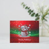 Rhinestones Snowman Holiday Postcard ポストカード (スタンド正面)