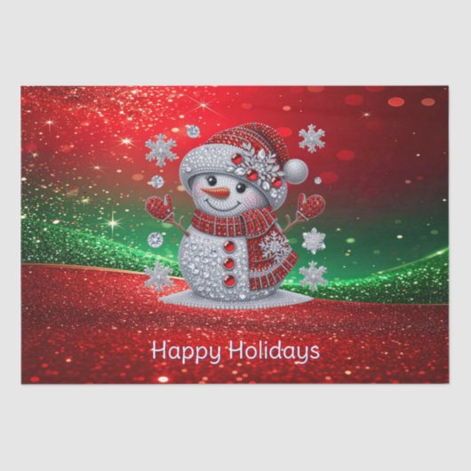 Rhinestones Snowman Holiday Tissue Paper 薄葉紙 (正面)