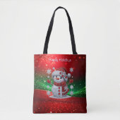 Rhinestones Snowman Holiday Tote Bag トートバッグ (正面)