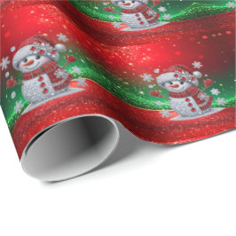 Rhinestones Snowman Holiday Wrapping Paper ラッピングペーパー