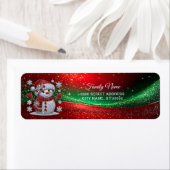 Rhinestones Snowman Return Address Label ラベル (インサイチュ)