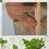 Rhinoと泥の写真 キッチンタオル (折り畳み)