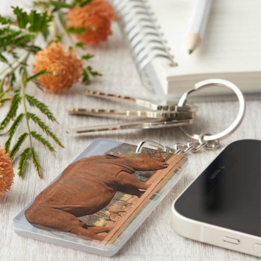 Rhinoと泥の写真 キーホルダー (正面右)