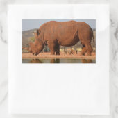 Rhinoと泥の写真 長方形シール (バッグ)