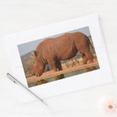Rhinoと泥の写真 長方形シール (封筒)