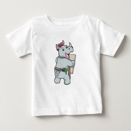 Rhinoと絵画カラー ベビーTシャツ (正面)