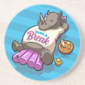 Rhinoのプールサイドおもしろいのリラックス漫画を撮る コースター (正面)