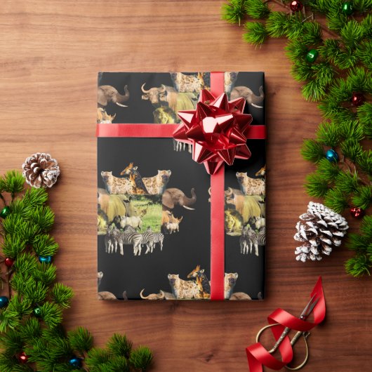 Rhinoのママとカーフ野生動物のフレームラッピング紙 ラッピングペーパー (クリスマスギフト)