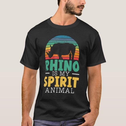 Rhinoは私の精神動物サイ野生動物Anim Tシャツ (正面)