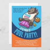 Rhinoオンリラックスインフレータブルプールパーティー漫画 招待状 (正面/裏面)