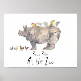 RHINOコピー、Rhino乗り、動物園で ポスター