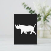 Rhinoシルエット離れ、面、黒い背景 ポストカード (スタンド正面)