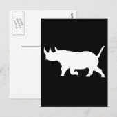 Rhinoシルエット離れ、面、黒い背景 ポストカード (正面/裏面)