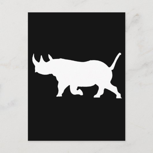 Rhinoシルエット離れ、面、黒い背景 ポストカード (正面)