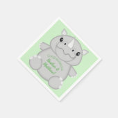 Rhinoベビーシャワーグリーン スタンダードカクテルナプキン (角)