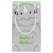 Rhinoベビーシャワーグリーン スモールペーパーバッグ (正面)