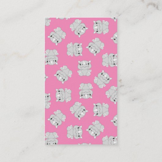 Rhinoベビーシャワーサファリピンクガール エンクロージャーカード (裏面)