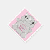 Rhinoベビーシャワーサファリピンクガール スタンダードカクテルナプキン (角)