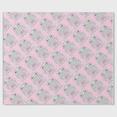 Rhinoベビーシャワーサファリピンクガール ラッピングペーパー (フラット)