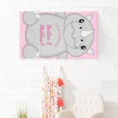 Rhinoベビーシャワーサファリピンクガール 横断幕 (インサイチュ)