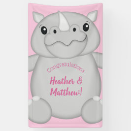 Rhinoベビーシャワーサファリピンクガール 横断幕