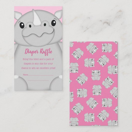 Rhinoベビーシャワーピンク エンクロージャーカード (正面/裏面)