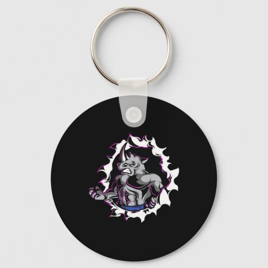 Rhinoマッスルフィットネスボディビル重量挙げ キーホルダー (正面)