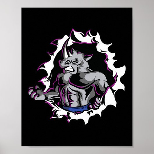 Rhinoマッスルフィットネスボディビル重量挙げ ポスター (正面)