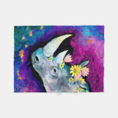 Rhino向けの花 フリースブランケット (正面(横))