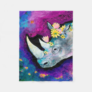 Rhino向けの花 フリースブランケット