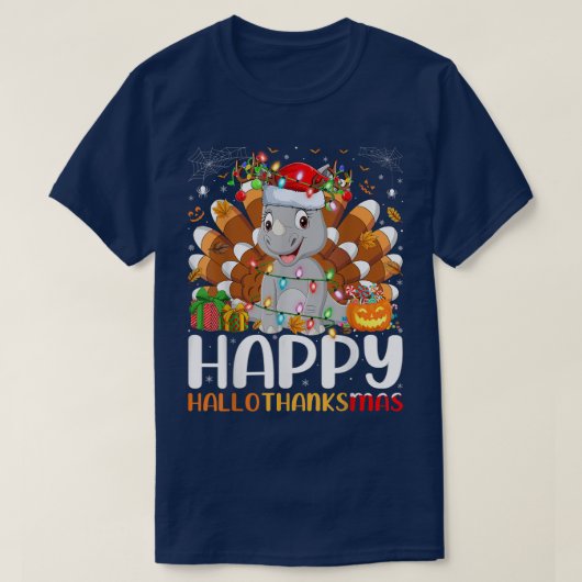 Rhino恋人ハロウィーンクリスマスハッピーハロサンクスメゾン Tシャツ (デザイン正面)