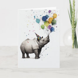 Rhino誕生日パーティーグリーティングカード カード