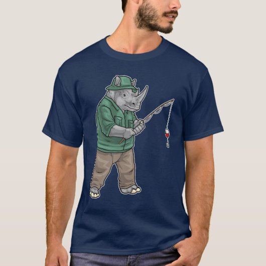 Rhino Angler 釣り竿 フィッシング Tシャツ (正面)