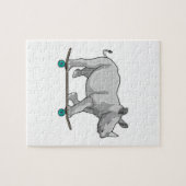 Rhino asスケーターとスケートボード ジグソーパズル (横)