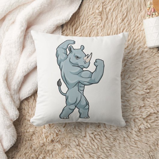 Rhino as Bodybuilder extreme クッション (ブランケット)