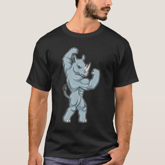 Rhino as Bodybuilder extreme Tシャツ (正面)