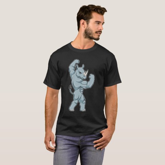 Rhino as Bodybuilder extreme Tシャツ (正面フル)