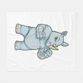 Rhino as Boxer at Boxing フリースブランケット (正面(横))