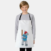 Rhino at Cricket with Cricketこうもり エプロン (着用した状態)