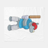 Rhino at Cricket with Cricketこうもり フリースブランケット (正面(横))