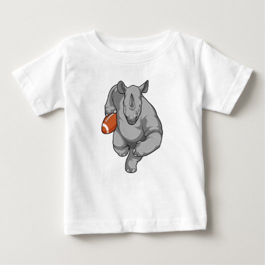 Rhino at Football Sports ベビーTシャツ (正面)