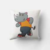 Rhino at Iceスケートで滑るwith Ice skates クッション (裏面)