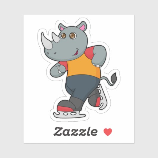 Rhino at Iceスケートで滑るwith Ice skates シール (シート)