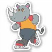 Rhino at Iceスケートで滑るwith Ice skates シール (正面)