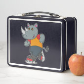 Rhino at Iceスケートで滑るwith Ice skates メタルランチボックス (インサイチュ)