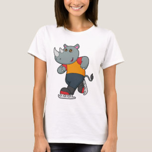 Rhino at Iceスケートで滑るwith Ice skates Tシャツ