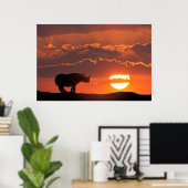 Rhino at sunset, Masai Mara, Kenya ポスター (ホームオフィス)