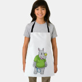 Rhino at Tennis with Tennis ball エプロン (インサイチュ)